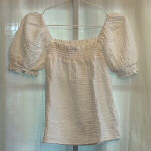 J. Crew White Puff Sleeve Women's Top